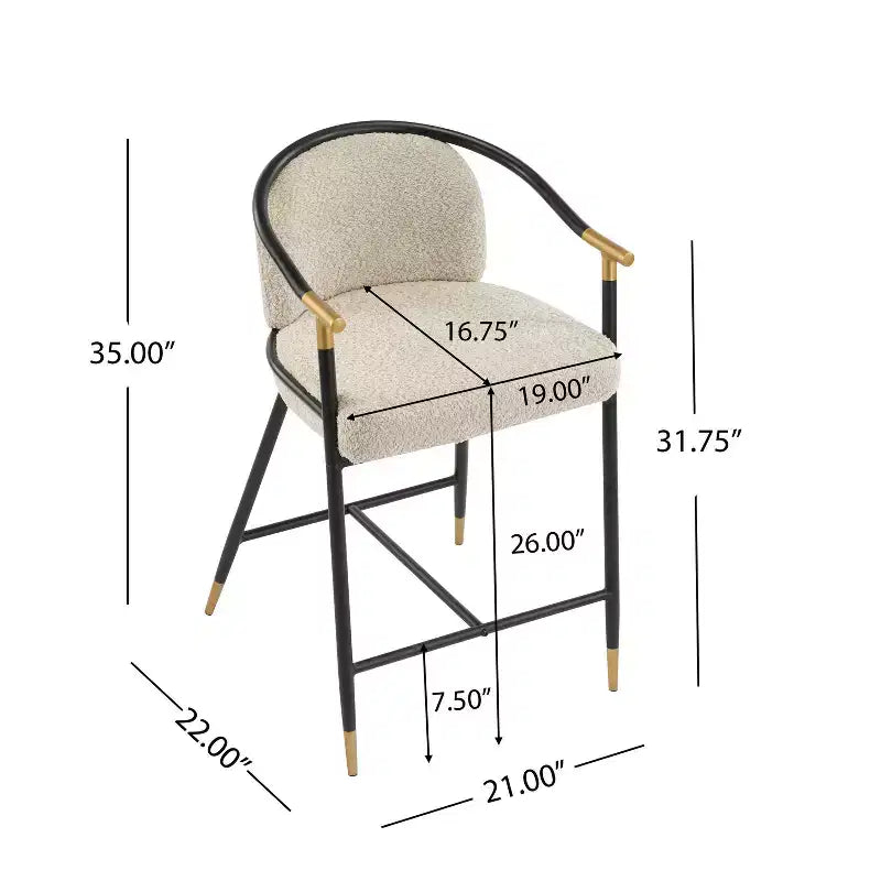 Christopher Knight Home, lot de 2 tabourets de bar contemporains Daniel en fer rembourré de 26 po de hauteur de comptoir, couleur amande