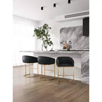 Manhattan Comfort Lot de 3 tabourets de bar hauteur comptoir Louvre Noir/Or Titane
