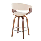 Lot de 2 tabourets de bar vintage modernes hauteur comptoir : hauteur fixe, pivotants, repose-pieds, revêtement en polyester - LumiSource