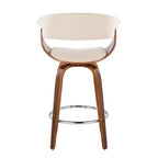 Lot de 2 tabourets de bar vintage modernes hauteur comptoir : hauteur fixe, pivotants, repose-pieds, revêtement en polyester - LumiSource