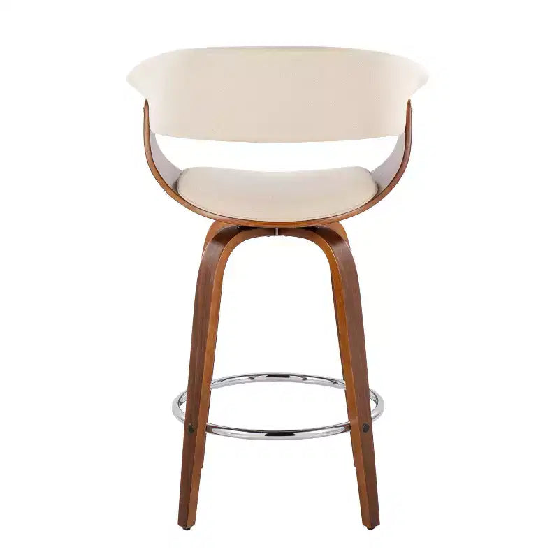 Lot de 2 tabourets de bar vintage modernes hauteur comptoir : hauteur fixe, pivotants, repose-pieds, revêtement en polyester - LumiSource