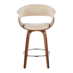 Lot de 2 tabourets de bar vintage modernes hauteur comptoir : hauteur fixe, pivotants, repose-pieds, revêtement en polyester - LumiSource