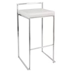 LumiSource Lot de 3 tabourets de bar empilables Fuji en acier inoxydable/PU blanc