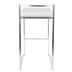LumiSource Lot de 3 tabourets de bar empilables Fuji en acier inoxydable/PU blanc