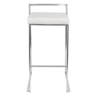LumiSource Lot de 3 tabourets de bar empilables Fuji en acier inoxydable/PU blanc
