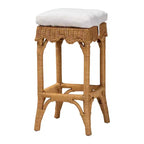 Tabouret de bar en rotin Bali & Pari Muy Scallop Miel/Blanc