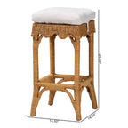 Tabouret de bar en rotin Bali & Pari Muy Scallop Miel/Blanc