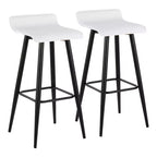 Set of 2 Ale Faux Leather/Steel Barstools Black/White - LumiSource: Upholstered Rectangle, Fixed Height, 250lbs Capacity