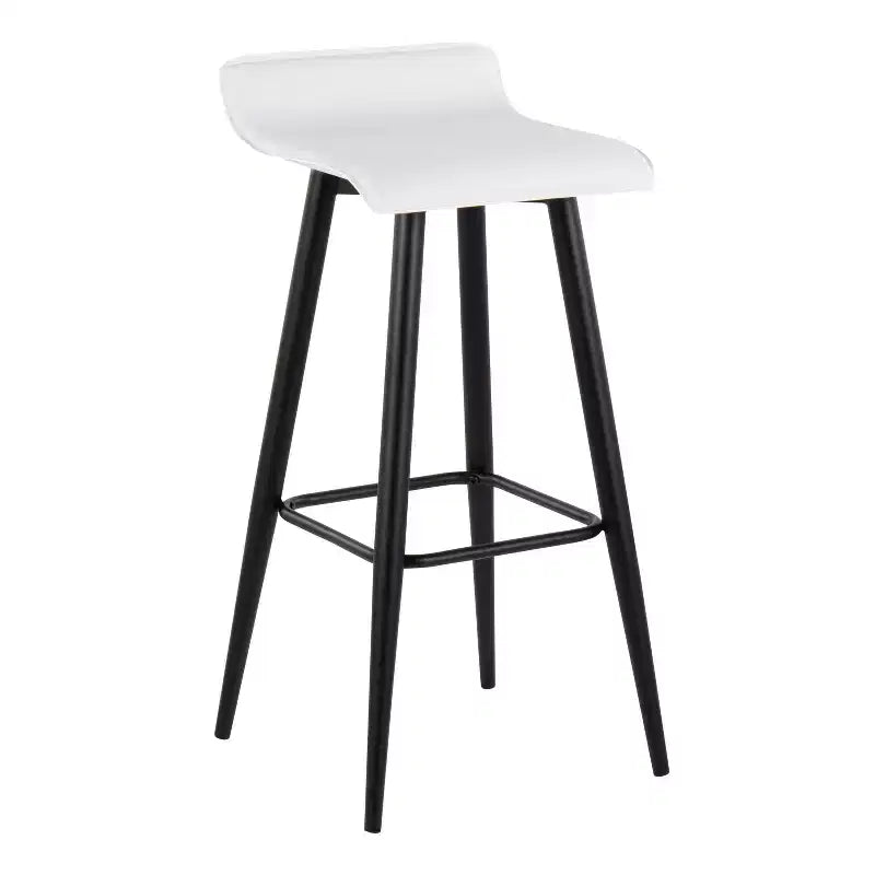 Lot de 2 tabourets de bar Ale en similicuir/acier noir/blanc – LumiSource : Rectangle rembourré, hauteur fixe, capacité 113 kg
