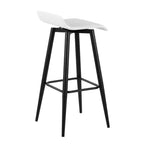 Lot de 2 tabourets de bar Ale en similicuir/acier noir/blanc – LumiSource : Rectangle rembourré, hauteur fixe, capacité 113 kg