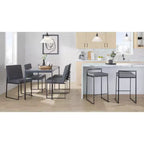 LumiSource Lot de 3 tabourets de bar hauteur comptoir Fuji en métal noir/PU gris