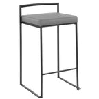 LumiSource Lot de 3 tabourets de bar hauteur comptoir Fuji en métal noir/PU gris