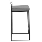 LumiSource Lot de 3 tabourets de bar hauteur comptoir Fuji en métal noir/PU gris