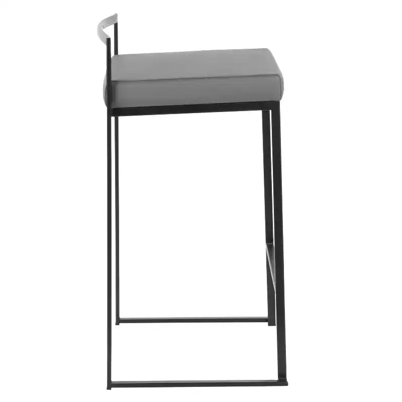LumiSource Lot de 3 tabourets de bar hauteur comptoir Fuji en métal noir/PU gris