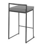 LumiSource Lot de 3 tabourets de bar hauteur comptoir Fuji en métal noir/PU gris