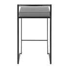 LumiSource Lot de 3 tabourets de bar hauteur comptoir Fuji en métal noir/PU gris