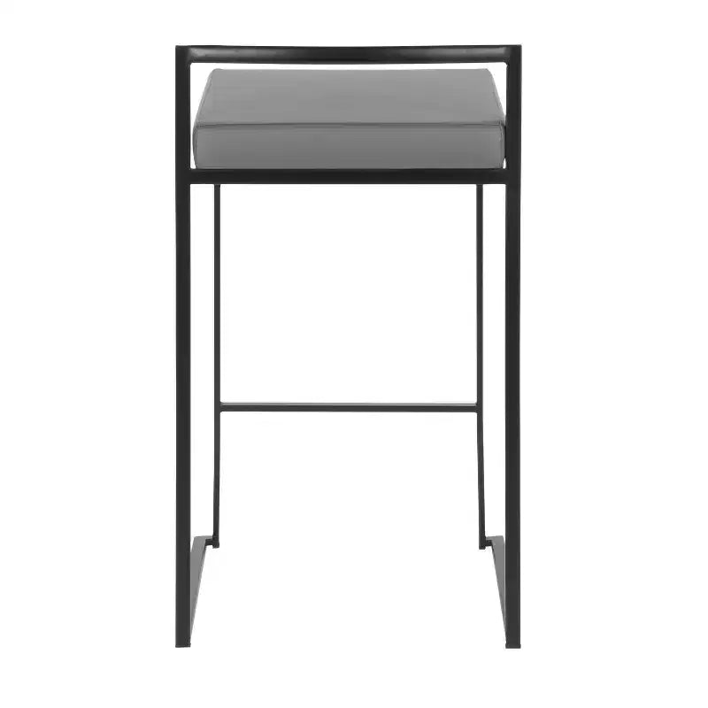 LumiSource Lot de 3 tabourets de bar hauteur comptoir Fuji en métal noir/PU gris