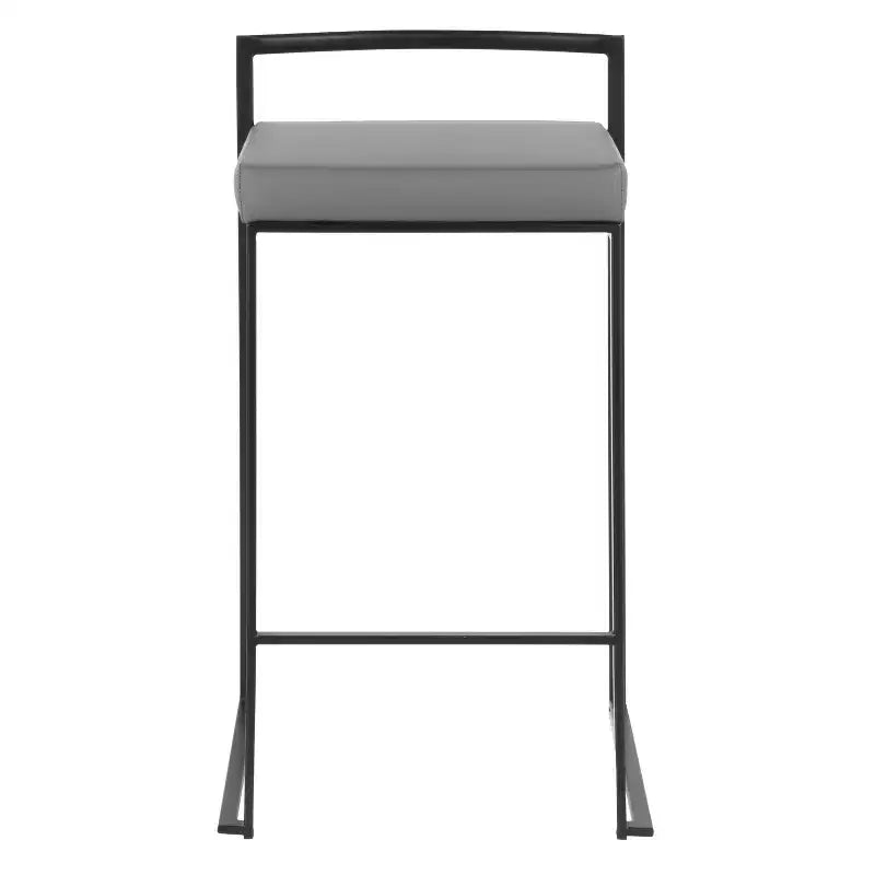 LumiSource Lot de 3 tabourets de bar hauteur comptoir Fuji en métal noir/PU gris