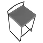 LumiSource Lot de 3 tabourets de bar hauteur comptoir Fuji en métal noir/PU gris
