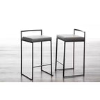 LumiSource Lot de 3 tabourets de bar hauteur comptoir Fuji en métal noir/PU gris