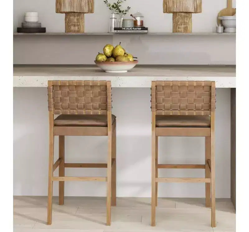 Nathan James Lot de 2 tabourets de bar Cohen en similicuir, marron