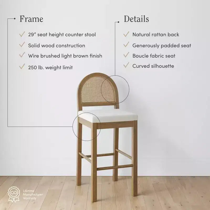 Tabouret de bar à hauteur de comptoir Boucle Nathan James Bailey Brun clair