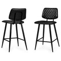 WyndenHall Set of 2 Skyla Counter Height Barstools Black: Quilted Upholstery, Plywood Frame, Footrest