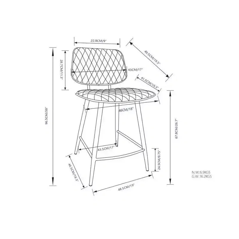 Lot de 2 tabourets de bar hauteur comptoir Skyla WyndenHall noirs : Rembourrage matelassé, cadre en contreplaqué, repose-pieds