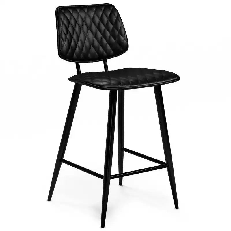 Lot de 2 tabourets de bar hauteur comptoir Skyla WyndenHall noirs : Rembourrage matelassé, cadre en contreplaqué, repose-pieds