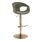 LumiSource Lot de 2 tabourets de bar réglables Curva Tissu doré/vert