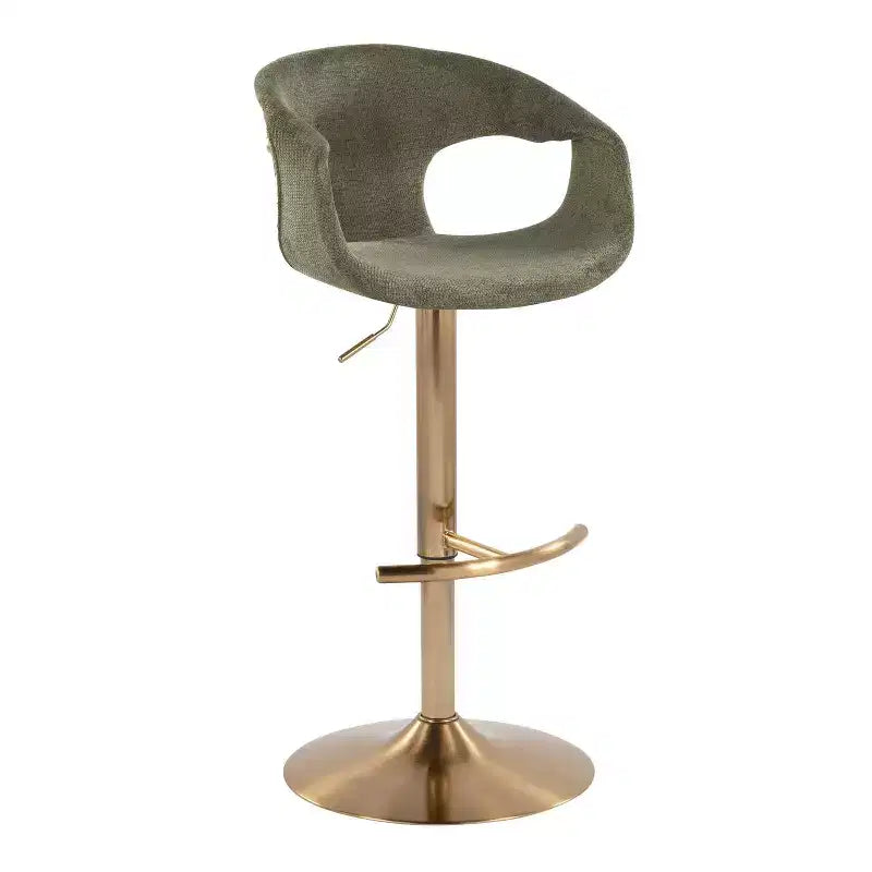 LumiSource Lot de 2 tabourets de bar réglables Curva Tissu doré/vert