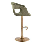 LumiSource Lot de 2 tabourets de bar réglables Curva Tissu doré/vert