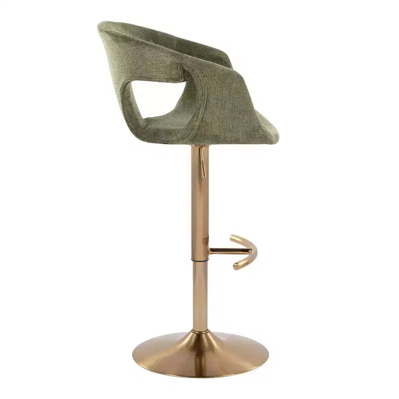 LumiSource Lot de 2 tabourets de bar réglables Curva Tissu doré/vert
