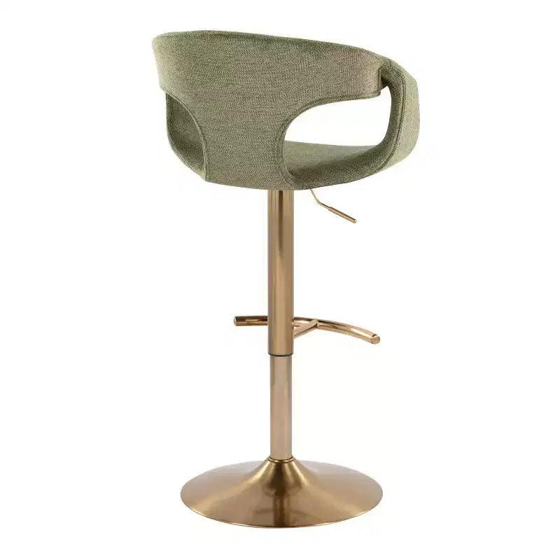 LumiSource Lot de 2 tabourets de bar réglables Curva Tissu doré/vert