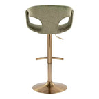 LumiSource Lot de 2 tabourets de bar réglables Curva Tissu doré/vert