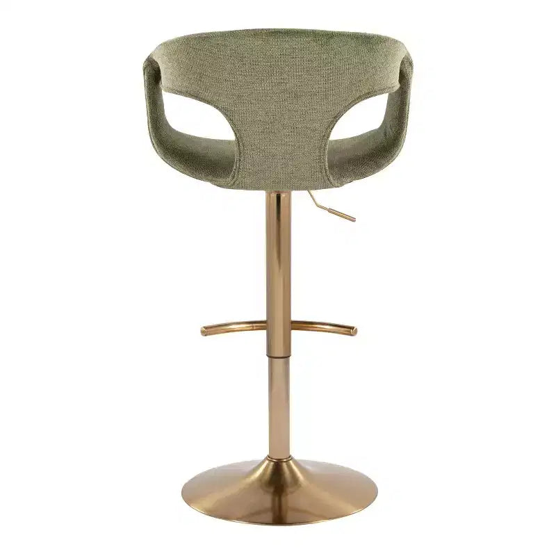 LumiSource Lot de 2 tabourets de bar réglables Curva Tissu doré/vert