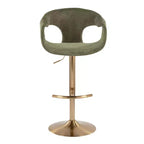 LumiSource Lot de 2 tabourets de bar réglables Curva Tissu doré/vert