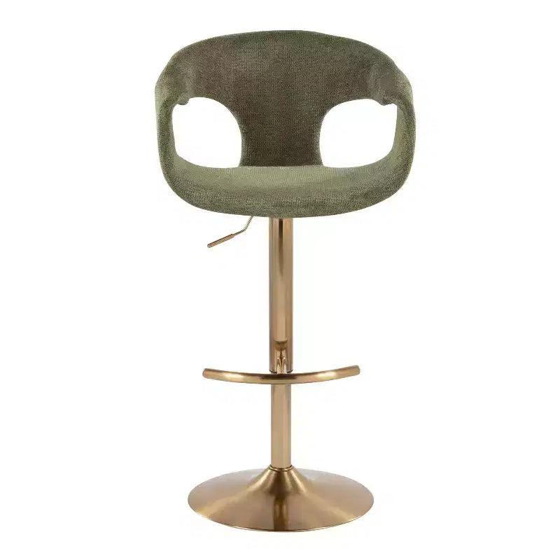 LumiSource Lot de 2 tabourets de bar réglables Curva Tissu doré/vert