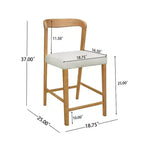 Christopher Knight Home Lot de 2 tabourets de bar contemporains Zion en bois d'hévéa rembourrés avec dossier ouvert incurvé, hauteur comptoir, naturel