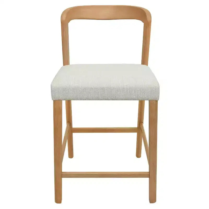 Christopher Knight Home Lot de 2 tabourets de bar contemporains Zion en bois d'hévéa rembourrés avec dossier ouvert incurvé, hauteur comptoir, naturel