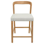 Christopher Knight Home Lot de 2 tabourets de bar contemporains Zion en bois d'hévéa rembourrés avec dossier ouvert incurvé, hauteur comptoir, naturel