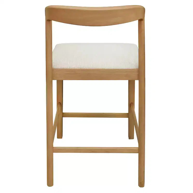 Christopher Knight Home Lot de 2 tabourets de bar contemporains Zion en bois d'hévéa rembourrés avec dossier ouvert incurvé, hauteur comptoir, naturel