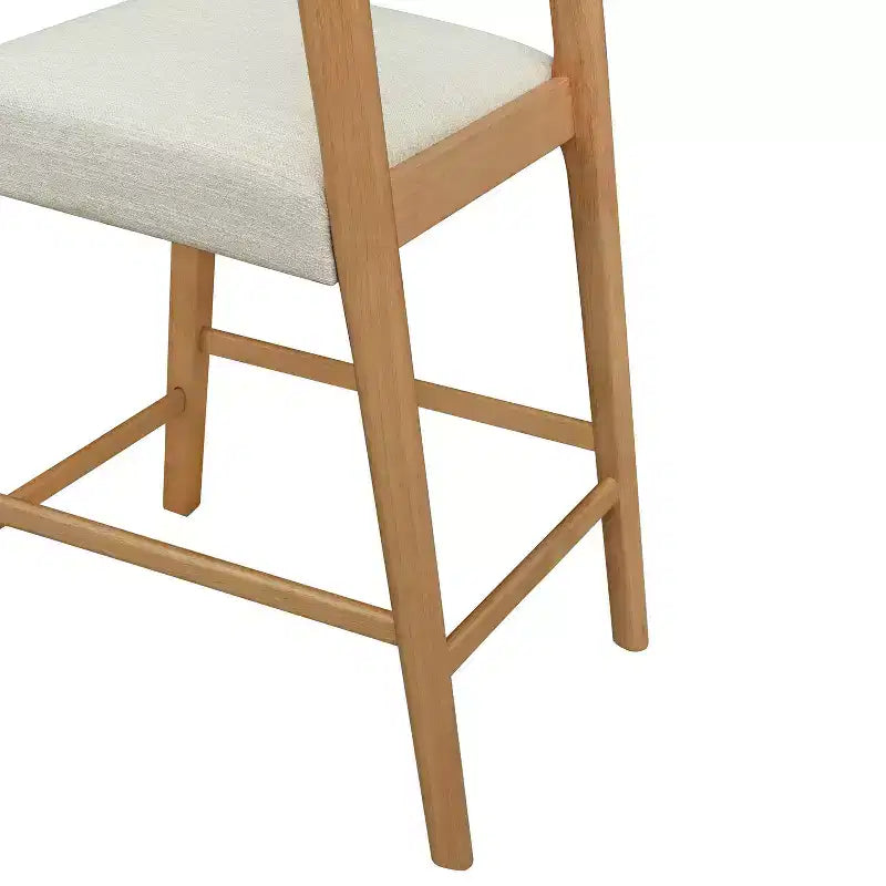Christopher Knight Home Lot de 2 tabourets de bar contemporains Zion en bois d'hévéa rembourrés avec dossier ouvert incurvé, hauteur comptoir, naturel