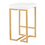 Lot de 2 tabourets de bar à hauteur de comptoir Midas 66 cm avec cadre doré et siège en velours blanc - LumiSource