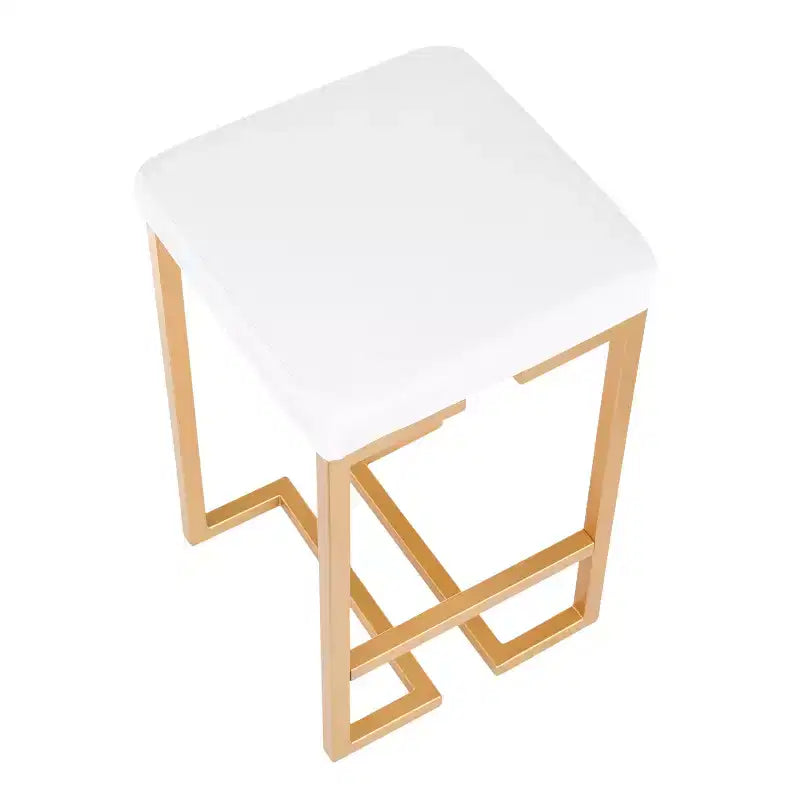Lot de 2 tabourets de bar à hauteur de comptoir Midas 66 cm avec cadre doré et siège en velours blanc - LumiSource