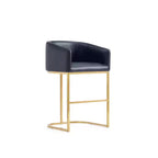 Manhattan Comfort Louvre Tabouret de Bar Hauteur Comptoir Noir/Or Titane