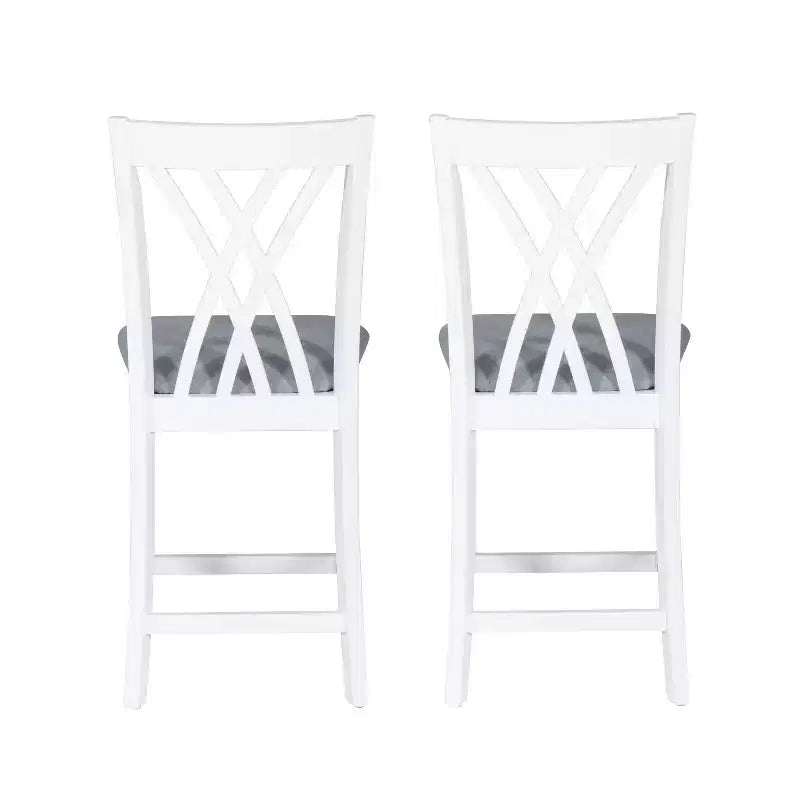 Powell Lot de 2 tabourets de bar hauteur comptoir Maggie, Blanc