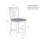 Powell Lot de 2 tabourets de bar hauteur comptoir Maggie, Blanc
