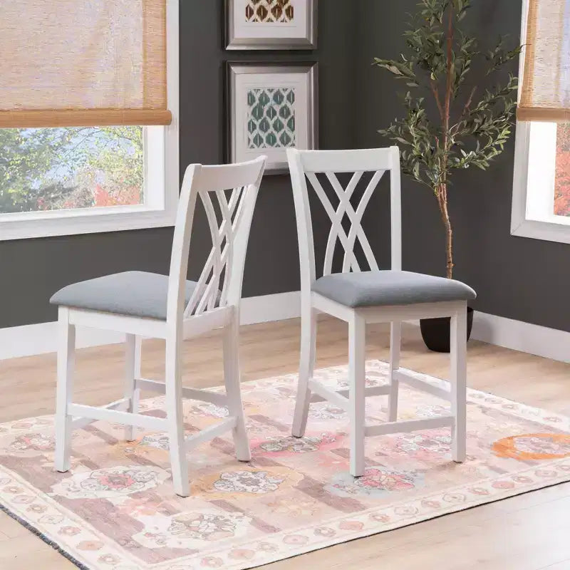 Powell Lot de 2 tabourets de bar hauteur comptoir Maggie, Blanc