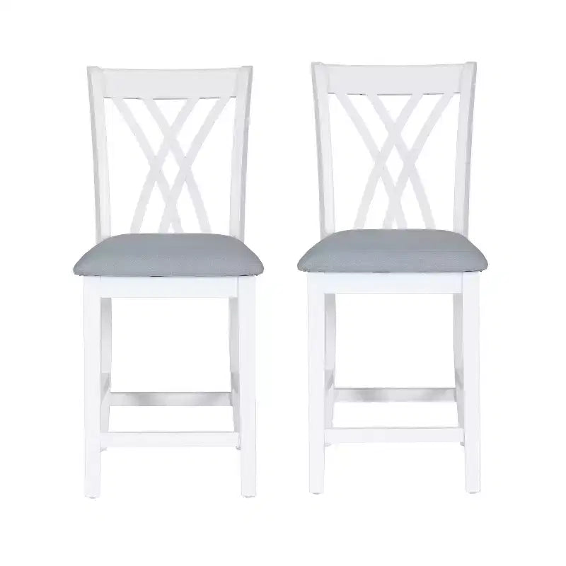 Powell Lot de 2 tabourets de bar hauteur comptoir Maggie, Blanc